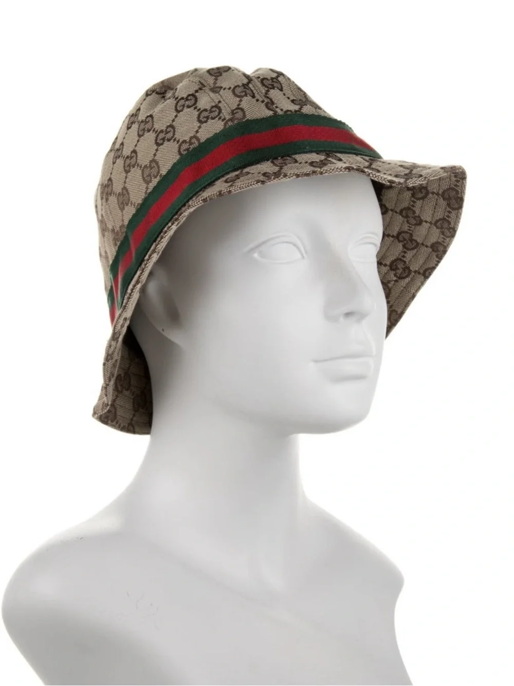 Gucci GG Supreme Monogram Logo Canvas Web Stripe Bucket Hat